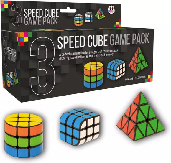 3 Pack Speed Cube Game Set - Pyramid Cube Cylinder Puzzle Toy