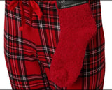 Ladies PJ Bottoms & Socks Set Red Check Lounge Wear