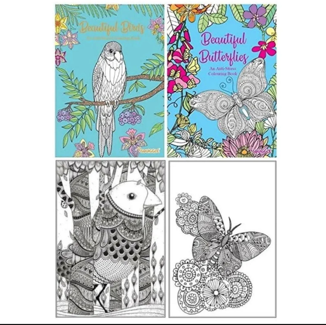 Set Of 2 x A4 Adult Anti - Stress A4 Colouring Books