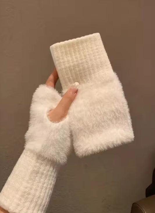 Soft Winter Half Finger Gloves