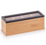 Bamboo Tea Bag Storage Box Tidy Compartment