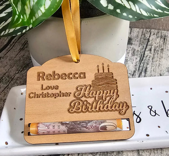 Personalised Birthday Gift Card Money Holder 18th 21st 30th 40th