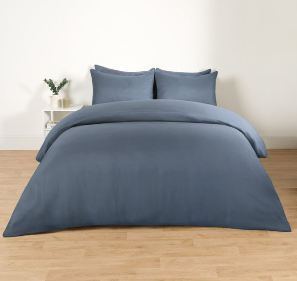 Plain Duvet Cover Set - Denim Blue