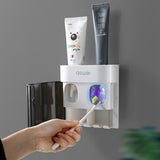 Wall-mounted Toothbrush Holder Double Toothpaste Dispenser with Wall Sticker