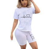 Womens Heartbeat Shorts and Tshirt Set