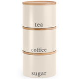 Tea Coffee Sugar Canisters Set of 3 Jars, Stackable