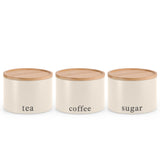 Tea Coffee Sugar Canisters Set of 3 Jars, Stackable