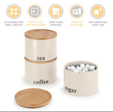 Tea Coffee Sugar Canisters Set of 3 Jars, Stackable