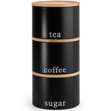 Tea Coffee Sugar Canisters Set of 3 Jars, Stackable