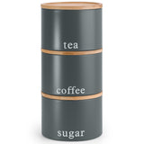 Tea Coffee Sugar Canisters Set of 3 Jars, Stackable