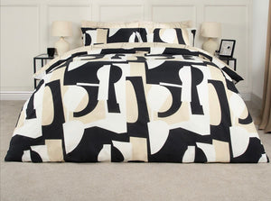 Abstract Geo Duvet Set Black/Natural