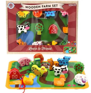 Wooden Farm Animals Play Set 18 Months Toddler Kids Toy Game Learning