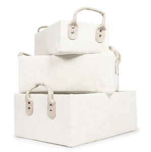 3 Storage Bathroom Basket Organiser With Handles - White