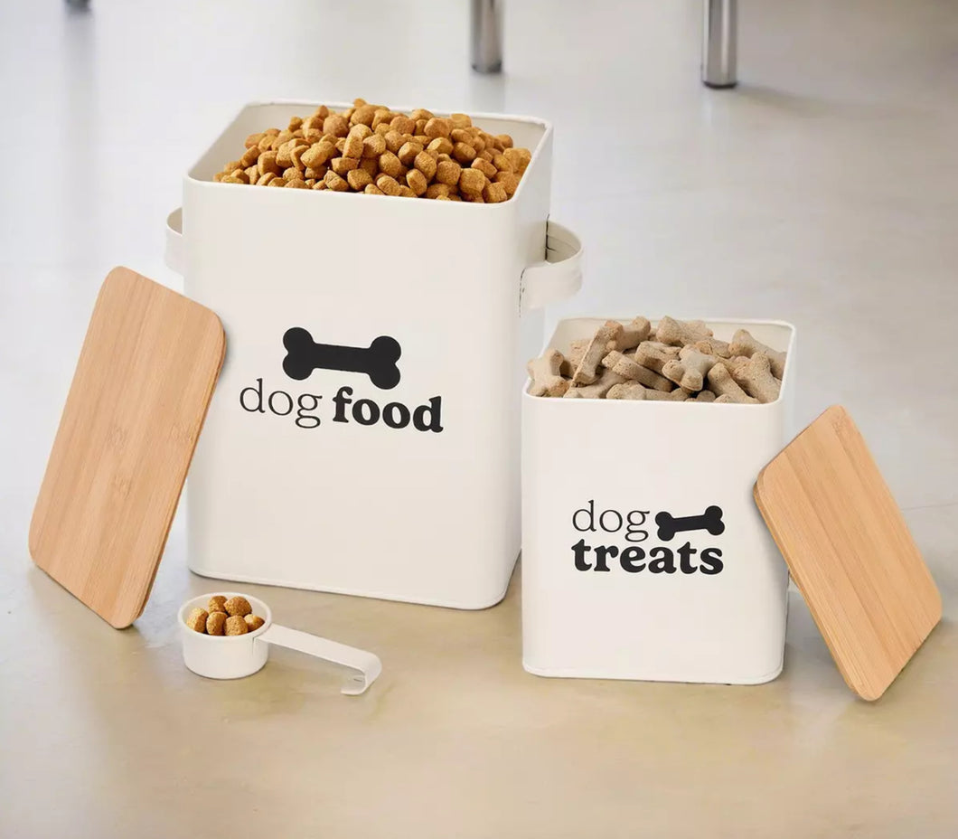 Dog Food and Treats Tins with Bamboo Lid and Scoop