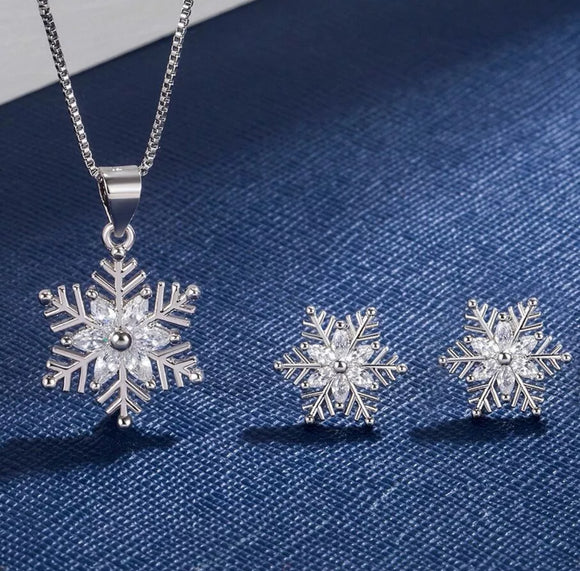 Snowflakes necklace and earring set