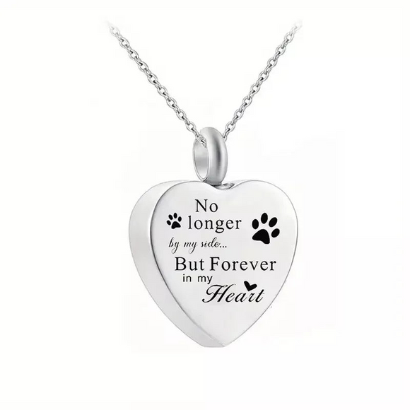 Paw Print Heart  Ashes Holder Pet Memorial Ash Necklace