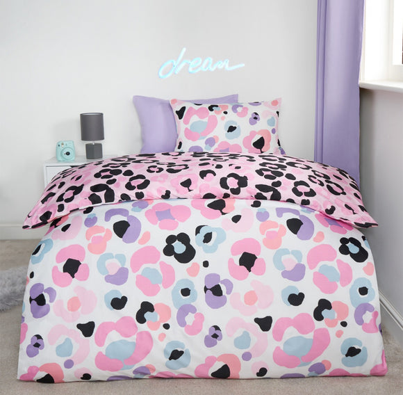 Leopard Print Duvet Cover Set - Reversible