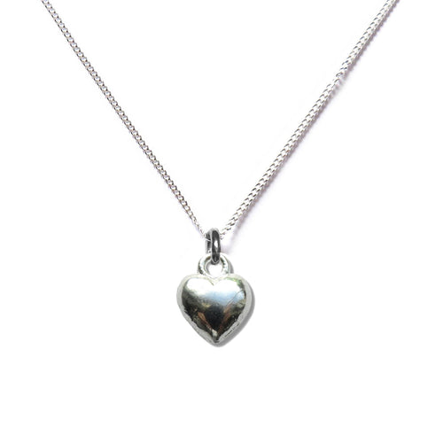 Puff Heart Silver Necklace