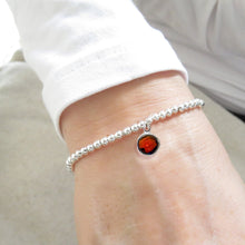 Load image into Gallery viewer, Silver Birthstone Beaded Bracelet