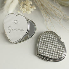 Load image into Gallery viewer, Personalised Diamante Heart Compact Mirror