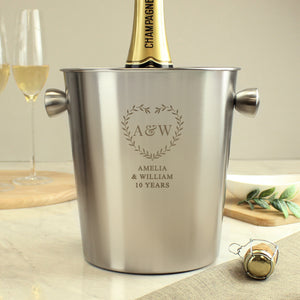 Personalised Botanical Stainless Steel Ice Bucket