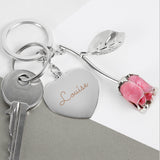 Personalised Silver Plated Name Rose Keyring