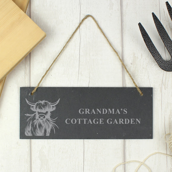 Personalised Highland Cow Slate Sign