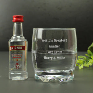 Personalised Tumbler and Smirnoff Vodka Miniature Set