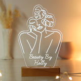 Personalised Fleur Fine Line Wooden Based LED Light