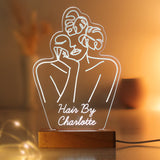 Personalised Fleur Fine Line Wooden Based LED Light