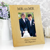 Personalised Oak Finish 6x4 Mr/Mr - Mrs/Mrs Photo Frame