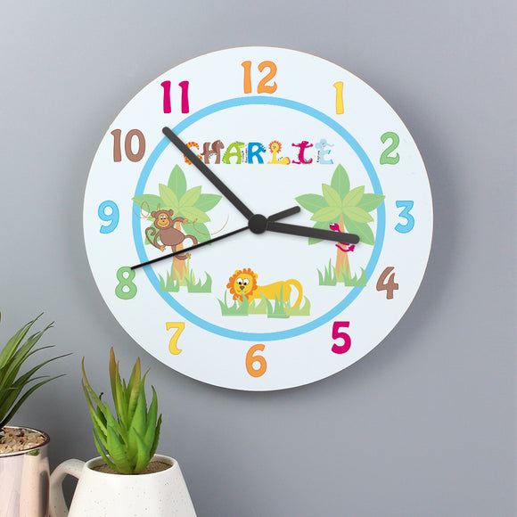 Personalised Pink Animal Alphabet Clock