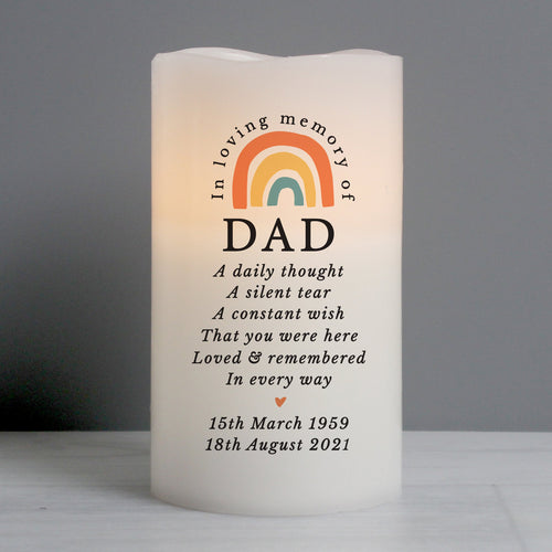 Personalised In Loving Memory Rainbow LED candle - ANY NAME