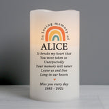 Personalised In Loving Memory Rainbow LED candle - ANY NAME