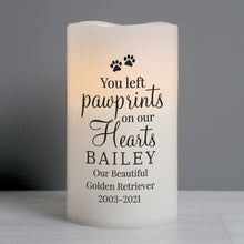 Load image into Gallery viewer, Personalised Pawprints On Our Hearts LED Candle