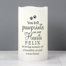 Load image into Gallery viewer, Personalised Pawprints On Our Hearts LED Candle