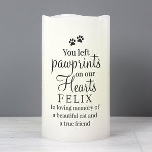 Personalised Pawprints On Our Hearts LED Candle