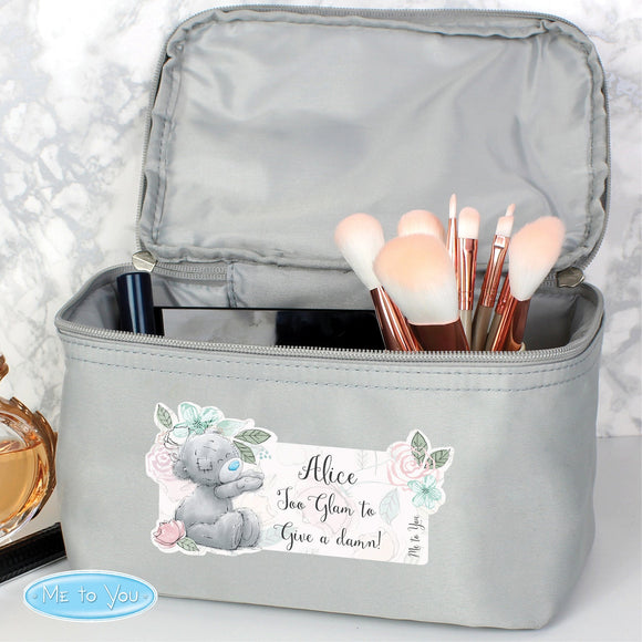 Personalised Me to You Floral Grey Vanity Bag