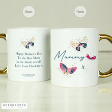 Load image into Gallery viewer, Personalised Butterfly Gold Handle Mug