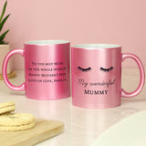 Personalised Eyelashes Pink Glitter Mug