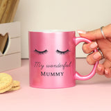 Personalised Eyelashes Pink Glitter Mug