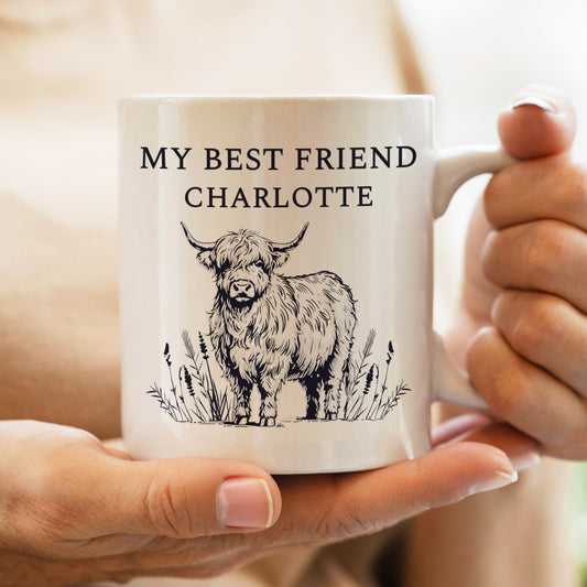 Personalised Black Highland Cow Mug