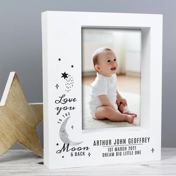 Personalised Baby To The Moon and Back 7x5 Box Photo Frame