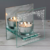 Personalised Diamante Mirrored Glass Tea Light Candle Holder