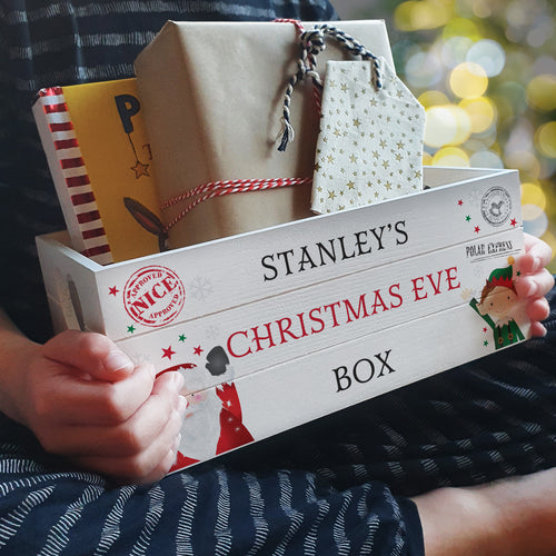 Personalised Christmas  Eve White Wooden Crate