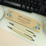 Personalised Eucalyptus Wooden Pen and Pencil Set