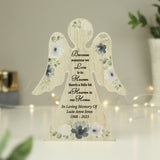 Personalised Love in Heaven Rustic Wooden Angel Decoration