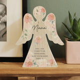 Personalised Floral Rustic Wooden Angel Decoration