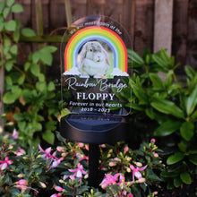 Load image into Gallery viewer, Rainbow Bridge Pet Memorial Outdoor Solar Light-Personalised