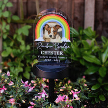 Load image into Gallery viewer, Rainbow Bridge Pet Memorial Outdoor Solar Light-Personalised